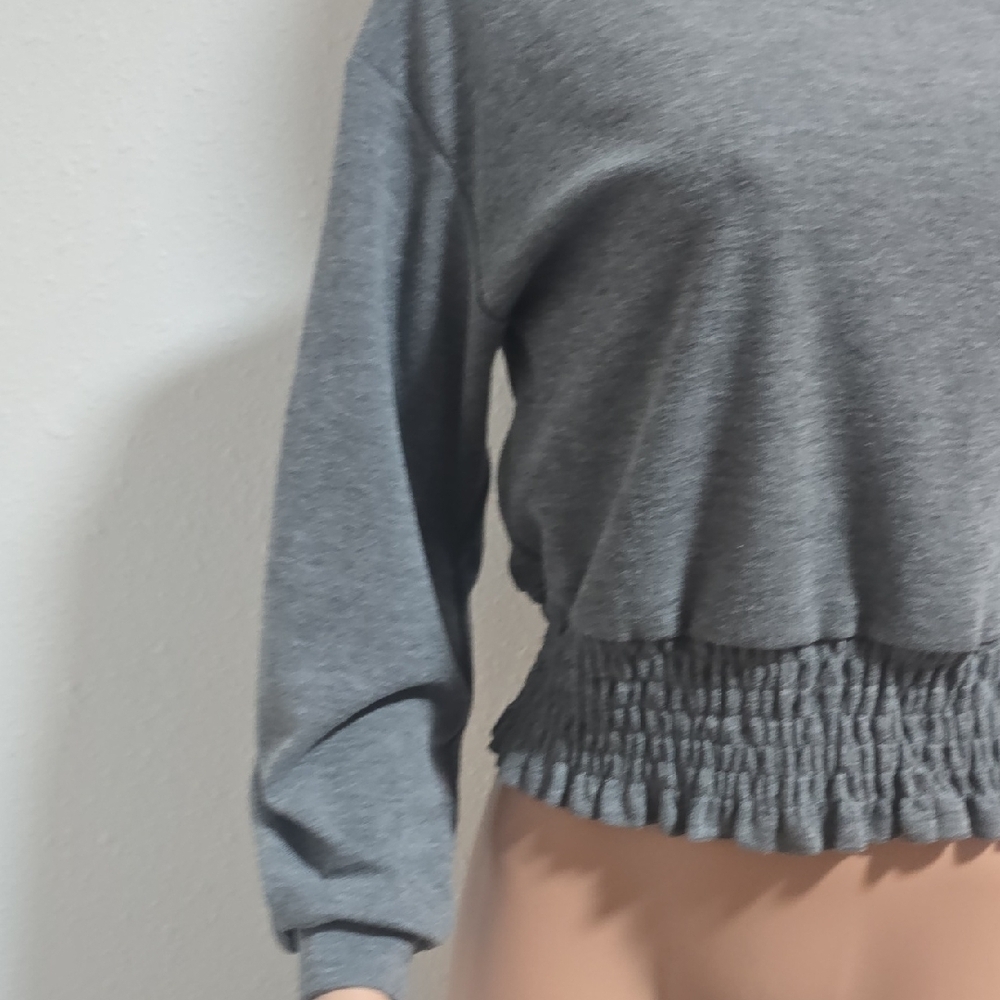 URBAN Romantics Charcoal Smocked Hem Sweatshirt - Picture 3 of 5